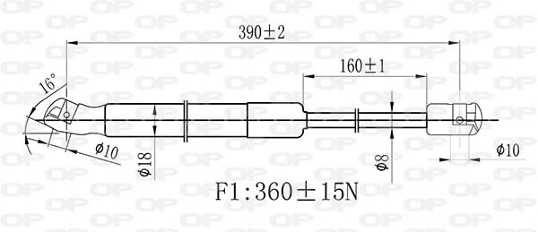 Gas Spring, bonnet (GSR6467.00)