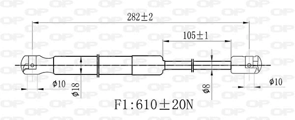 Gas Spring, bonnet (GSR6466.00)