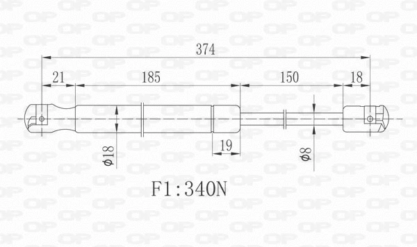 Gas Spring, bonnet (GSR6427.00)