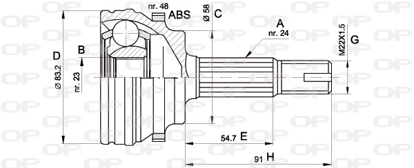 Joint Kit, drive shaft (CVJ5508.10)