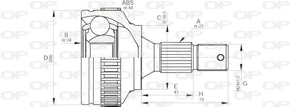 Joint Kit, drive shaft (CVJ5593.10)