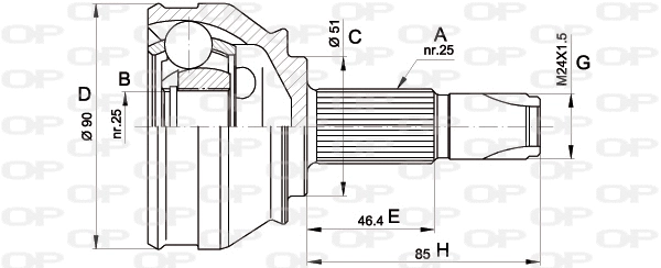 Joint Kit, drive shaft (CVJ5252.10)