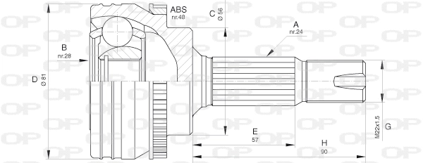 Joint Kit, drive shaft (CVJ5649.10)