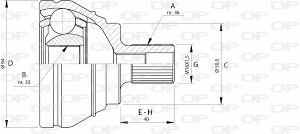 Joint Kit, drive shaft (CVJ5722.10)