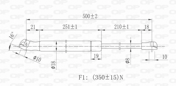 Gas Spring, bonnet (GSR6155.00)