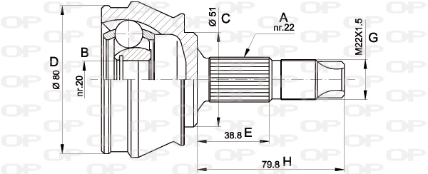 Joint Kit, drive shaft (CVJ5305.10)