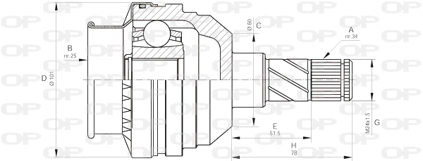 Joint Kit, drive shaft (CVJ5405.20)