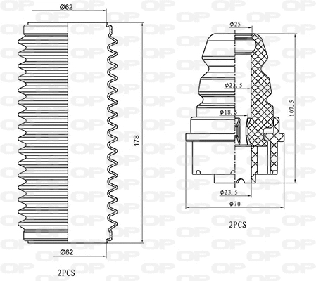 Dust Cover Kit, shock absorber (DCK5045.04)
