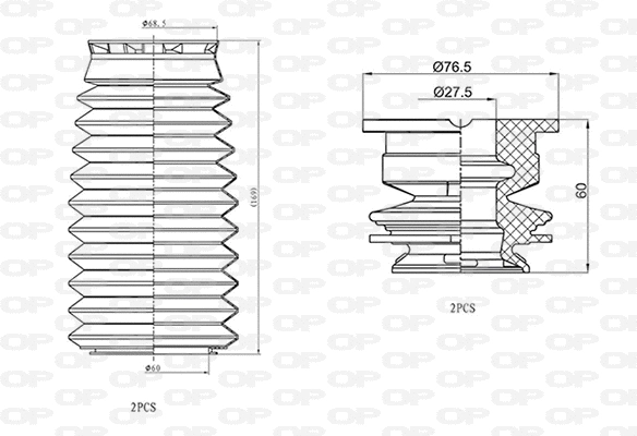 Dust Cover Kit, shock absorber (DCK5027.04)