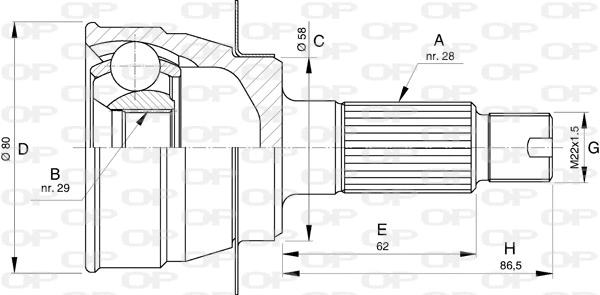 Joint Kit, drive shaft (CVJ5732.10)