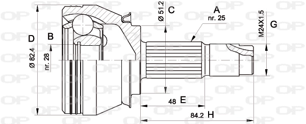 Joint Kit, drive shaft (CVJ5524.10)
