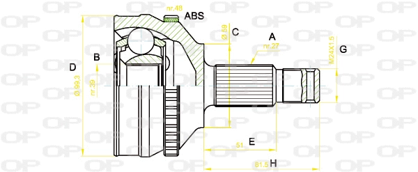 Joint Kit, drive shaft (CVJ5222.10)
