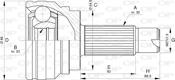 Joint Kit, drive shaft (CVJ5784.10)