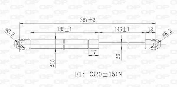 Gas Spring, bonnet (GSR6144.00)