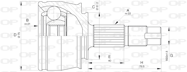 Joint Kit, drive shaft (CVJ5652.10)