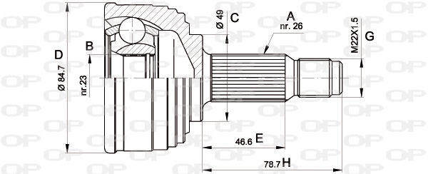 Joint Kit, drive shaft (CVJ5254.10)