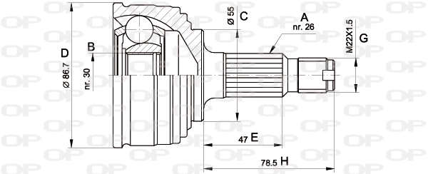 Joint Kit, drive shaft (CVJ5245.10)
