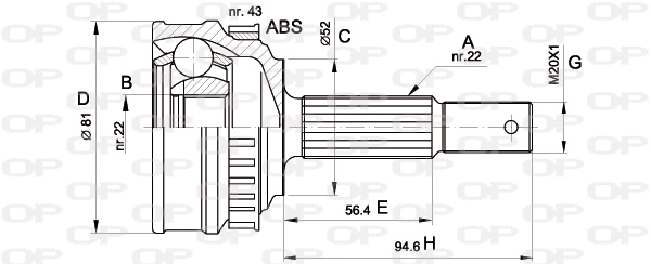 Joint Kit, drive shaft (CVJ5054.10)