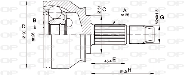 Joint Kit, drive shaft (CVJ5374.10)