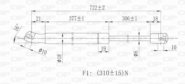 Gas Spring, bonnet (GSR6266.00)