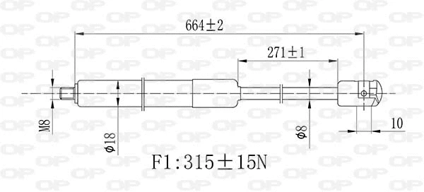 Gas Spring, bonnet (GSR6469.01)