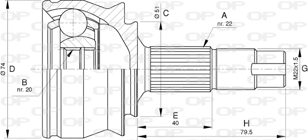 Joint Kit, drive shaft (CVJ5762.10)