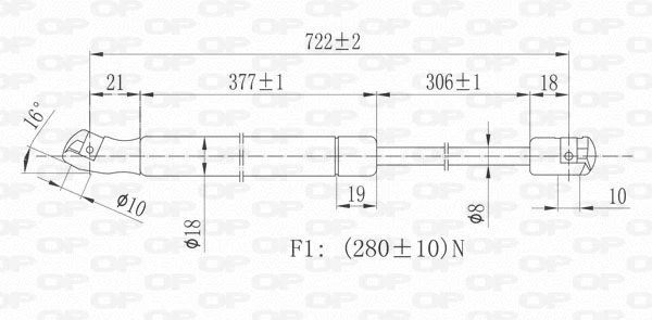 Gas Spring, bonnet (GSR6138.00)