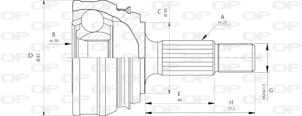 Joint Kit, drive shaft (CVJ5005.10)