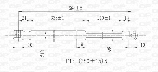 Gas Spring, bonnet (GSR6207.10)