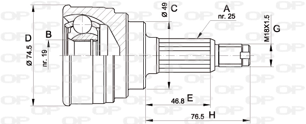Joint Kit, drive shaft (CVJ5352.10)