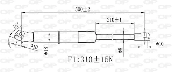 Gas Spring, bonnet (GSR6468.10)