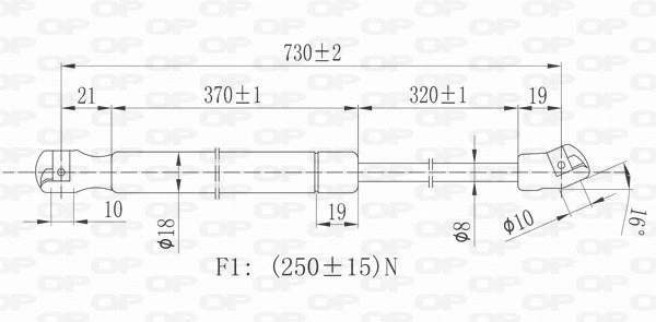 Gas Spring, bonnet (GSR6075.00)