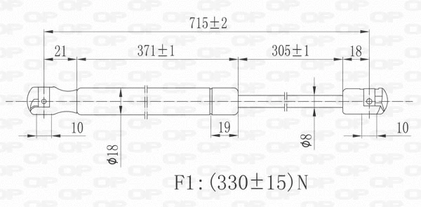 Gas Spring, bonnet (GSR6052.00)