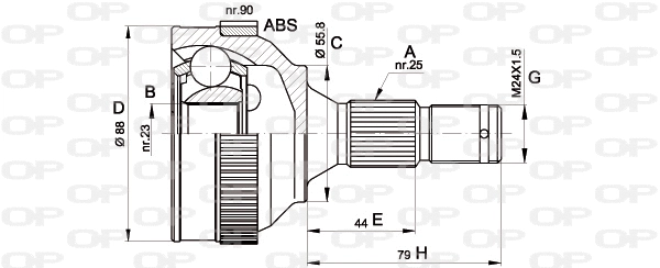 Joint Kit, drive shaft (CVJ5206.10)