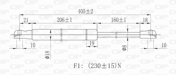 Gas Spring, bonnet (GSR6030.00)