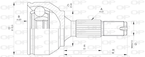 Joint Kit, drive shaft (CVJ5622.10)