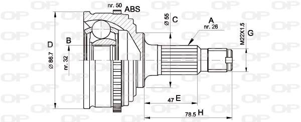 Joint Kit, drive shaft (CVJ5050.10)