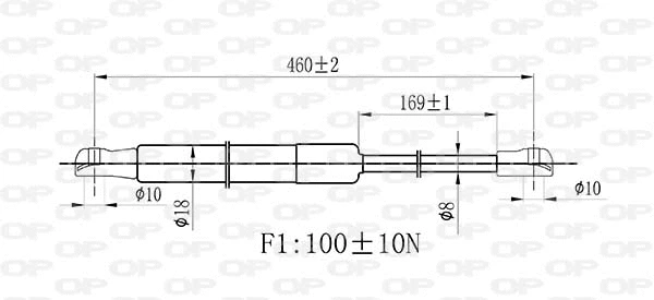 Gas Spring, rear window (GSR6530.00)