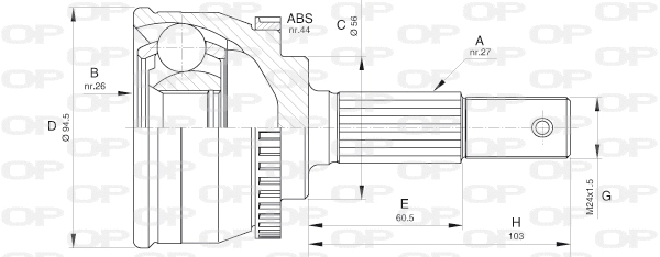 Joint Kit, drive shaft (CVJ5614.10)