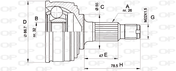 Joint Kit, drive shaft (CVJ5049.10)
