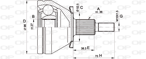 Joint Kit, drive shaft (CVJ5435.10)