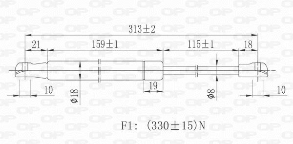 Gas Spring, bonnet (GSR6060.00)