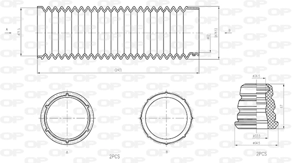 Dust Cover Kit, shock absorber (DCK5011.04)