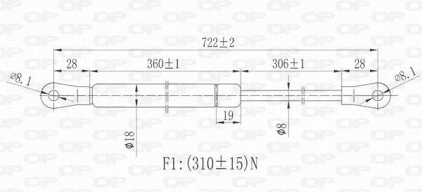 Gas Spring, bonnet (GSR6324.00)