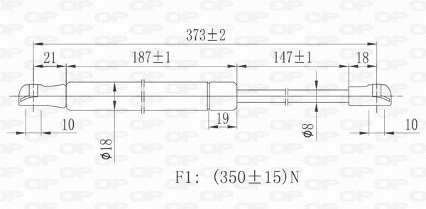 Gas Spring, bonnet (GSR6072.00)