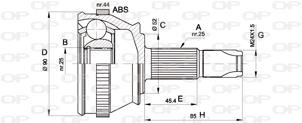 Joint Kit, drive shaft (CVJ5212.10)