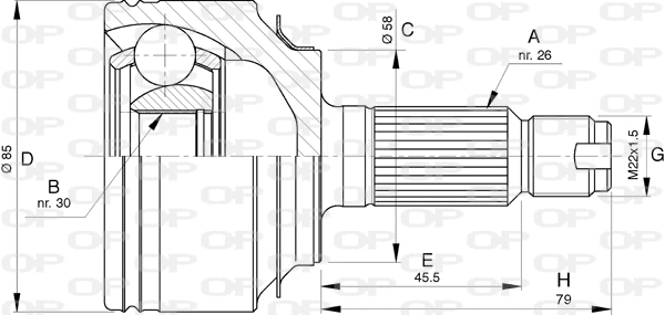 Joint Kit, drive shaft (CVJ5774.10)