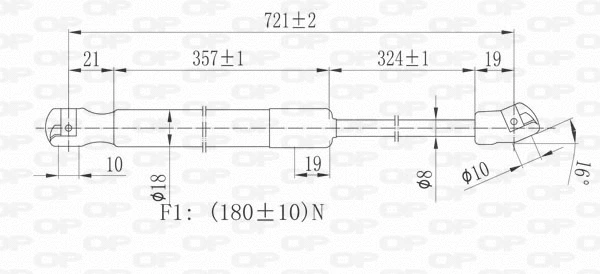 Gas Spring, bonnet (GSR6355.00)