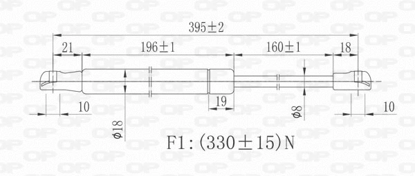 Gas Spring, bonnet (GSR6017.00)