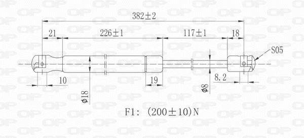 Gas Spring, rear window (GSR6363.00)